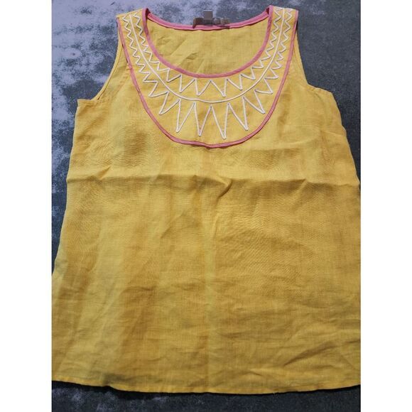 BODEN Sunray yellow Linen Top sz 2 - Picture 2 of 4